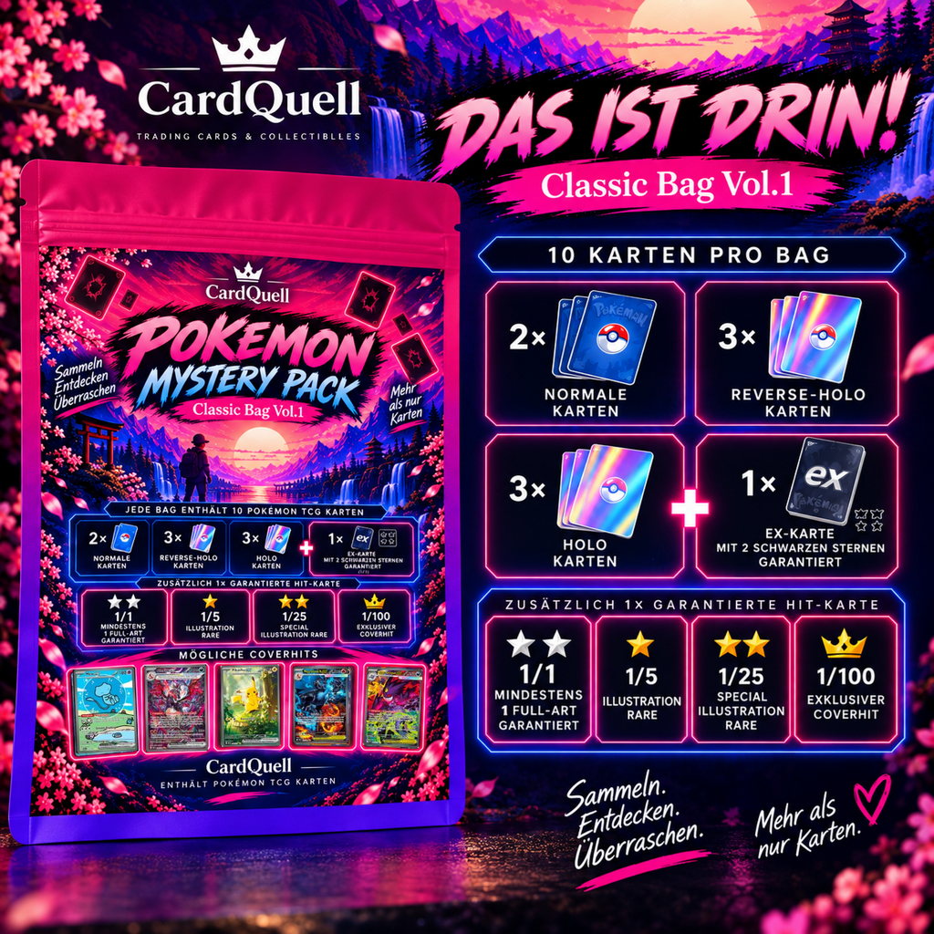 Pokémon Classic Bag Vol.1 Mystery Bag mit Trading Cards und Hit-Chancen